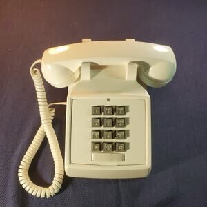 Vintage Push Button Desk Phone - Cream/White